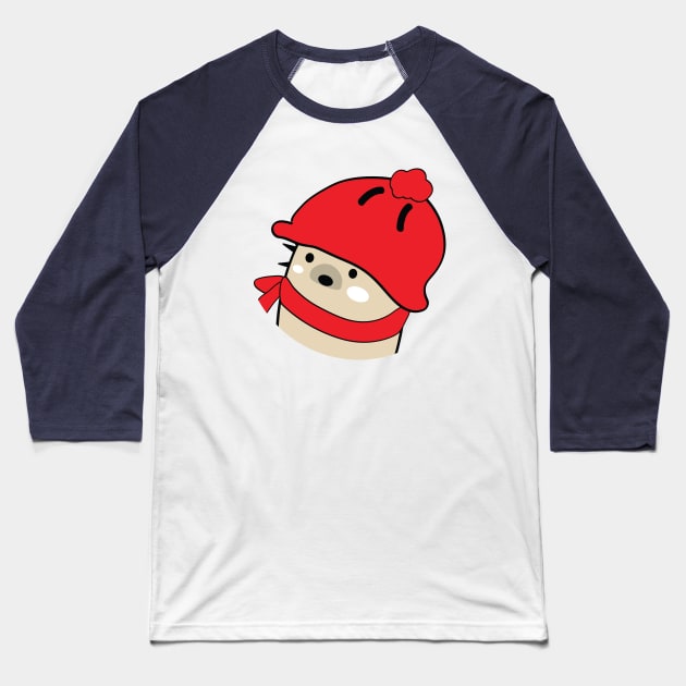 Mochie in winter hat Baseball T-Shirt by CindyS